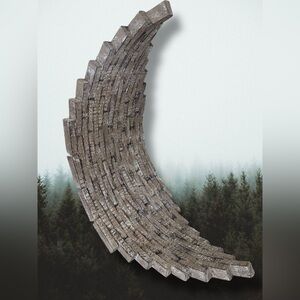 New 13" Crescent Moon Wood Block Plant Hanger Rustic Nursery Table Decor